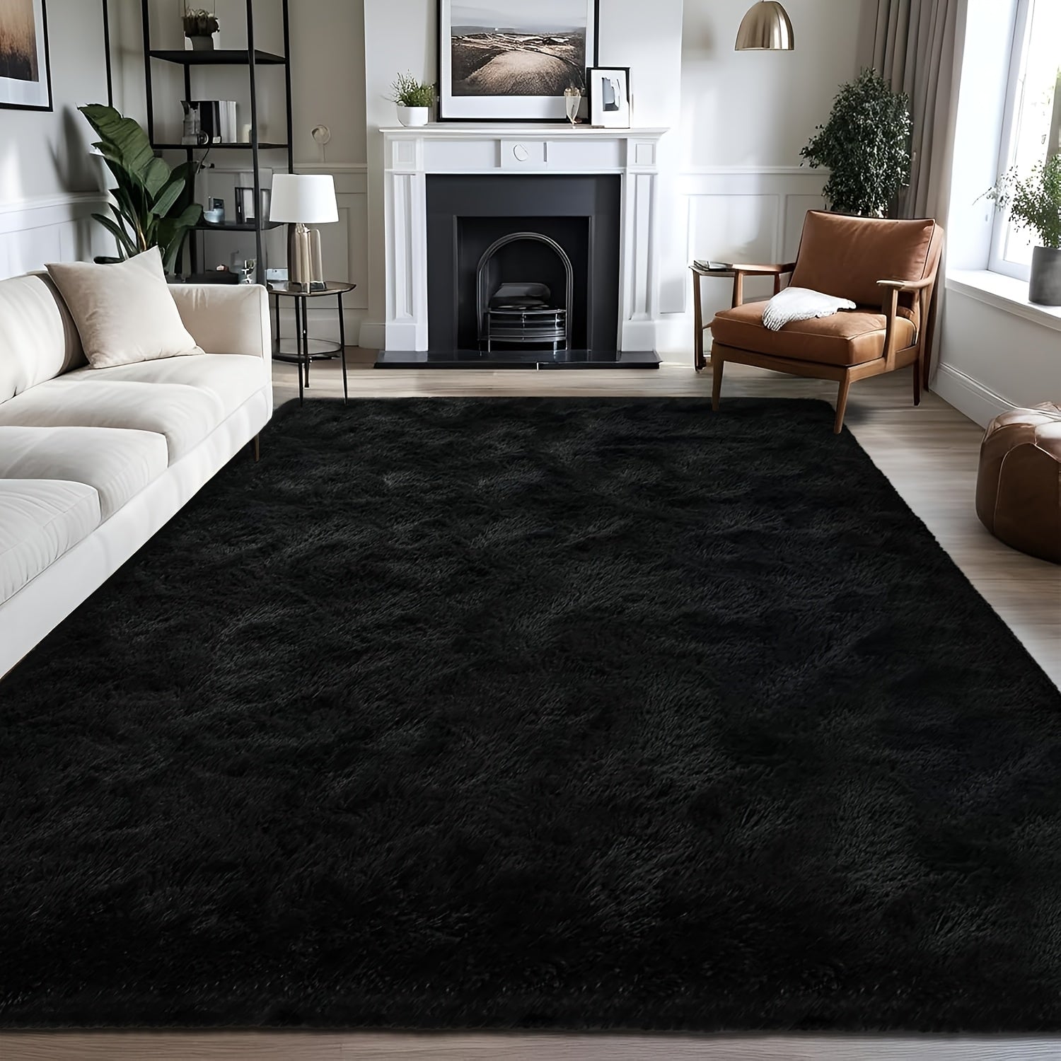 TEMU 1pc 64inch*92inch Luxurious Shaggy Area Rug - Soft, Hand Washable, And Durable Floor Mat With Lovely Warm Color Gradient - Perfect For Bedroom,