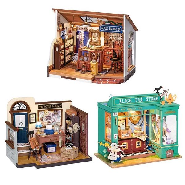 Robotime Tiny House Making Kit DIY Miniature House Kit with Furnitures With LED Light Creative Gift for Teens Adults Home Decor M240824