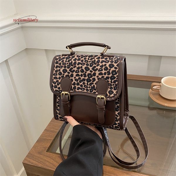 Leopard patchwork for women, 2024 autumn and winter new fashion leopard print college style handbag, diagonal cross bag #16 swissmilitary