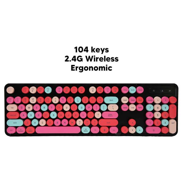 Keyboard Mouse Combos Retro Punk Keyboard ABS Material Keyboard and Mouse Combo Low Noise 3 DPI Adjustable Easy Operate 2.4G Wireless Mode f