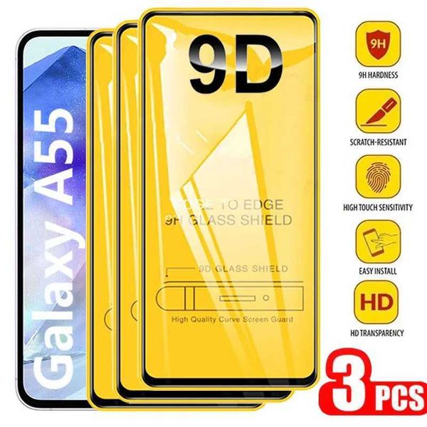 Cell Phone Screen Protectors 3PCS 9D Tempered Glass For Samsung Galaxy A55 5G A35 A54 A15 A25 A34 A24 A14 A53 A33 A52 A32 A13 A12 Screen Pro