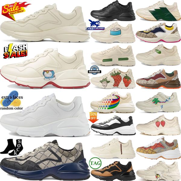 sneakers trainers designer shoes rhyton sneaker trainer shoe womens mens Beige Ebony Maxi Apple Brick Duck White Black Mouth Blue Red Green