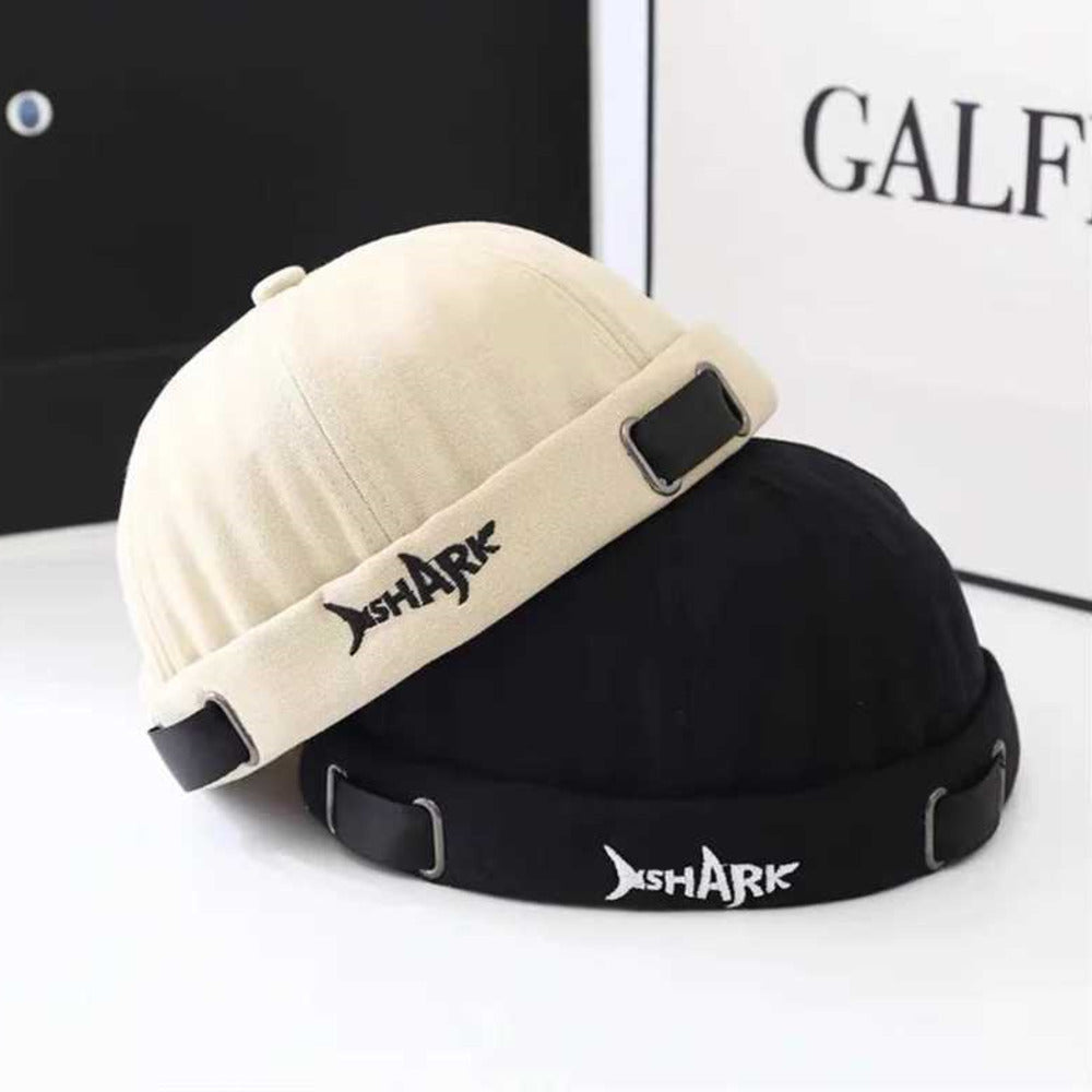 Beanie-Skull Caps PGTA Beanie-Skull Caps Fashion Letter Brimless Caps For Men Women Shark Embroidery Docker Cap Cotton Beanie Hip Hop Hats Adjustabl