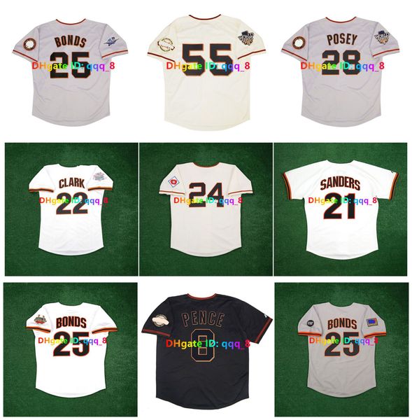 Barry Bonds 2010 2002 World Series SF Giants Throwback Baseball Jersey Tim Lincecum Buster Posey Madison Bumgarner Willie Mays Deion Sanders