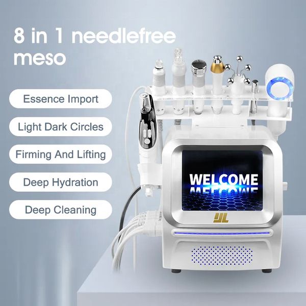 Multifunction 8 in 1 Microdermabrasion Aqua Facial Equipment Skin Care Tightening Skin Rejuvenation Facial Deep Cleaning H2O2 Small Bubble M
