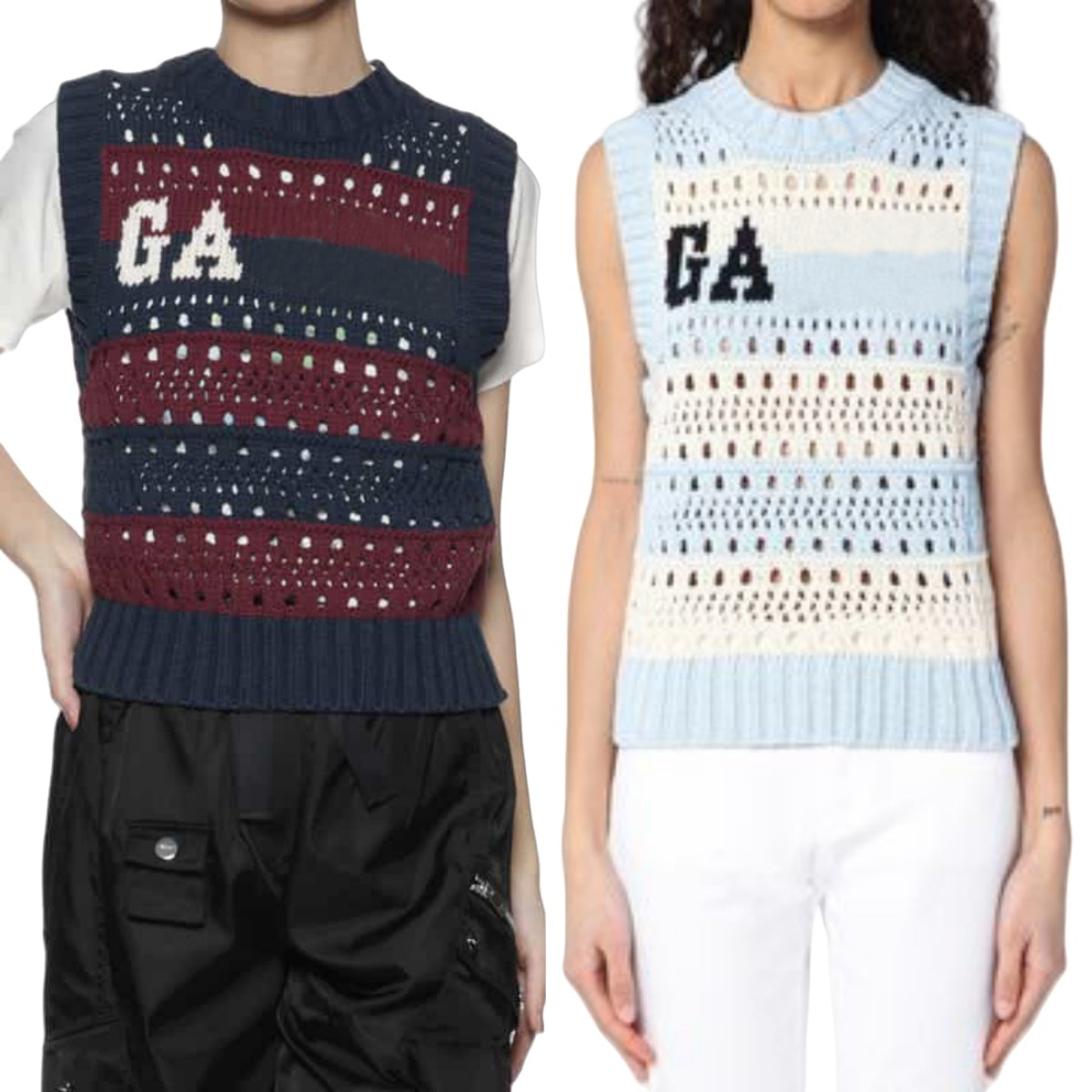 Women Striped Knit Vest Cropped Jackets Jacquard Soft Cotton Tops Sweater Knitted Tanks Fashion Vests