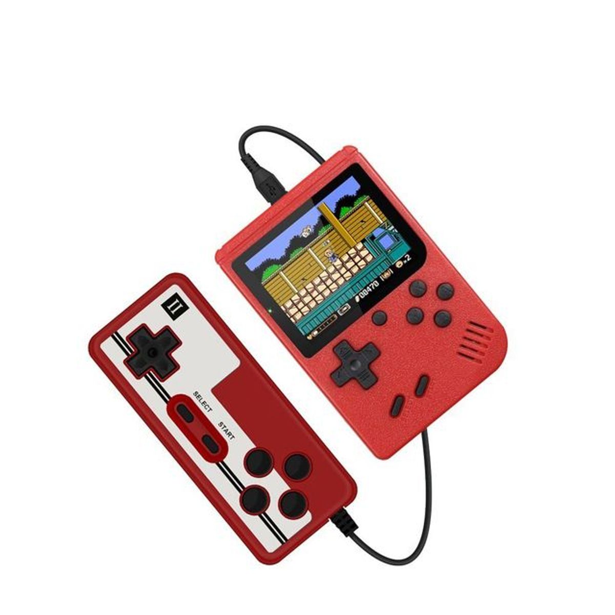 Retro Mini Handheld Portable Video Game Console, 400 Games (1- or 2-Pack) - Red