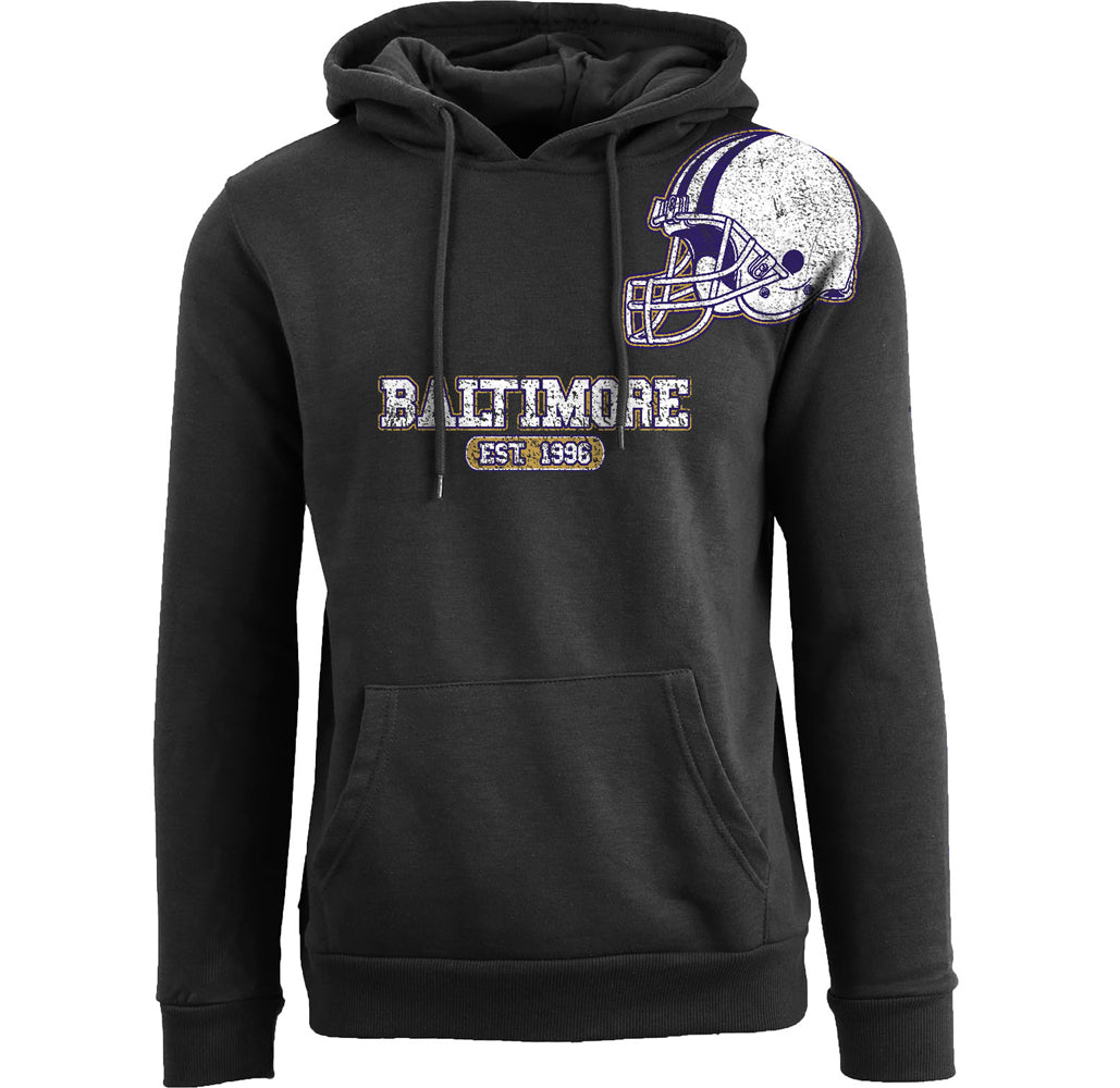 Football Team Helmet Pullover Hoodie - Men's Awesome Football Helmet Pull Over Hoodie - Baltimore - Black - XL