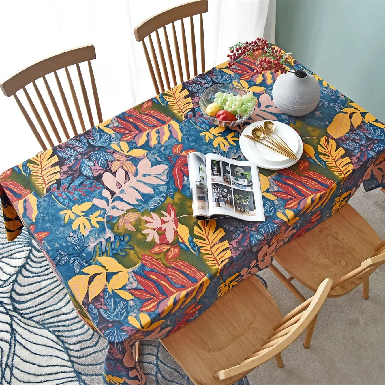 Printing Cloth Mediterranean Cafe Table Coffee Individuales De Mesa Manteles Elegantes RRKD01