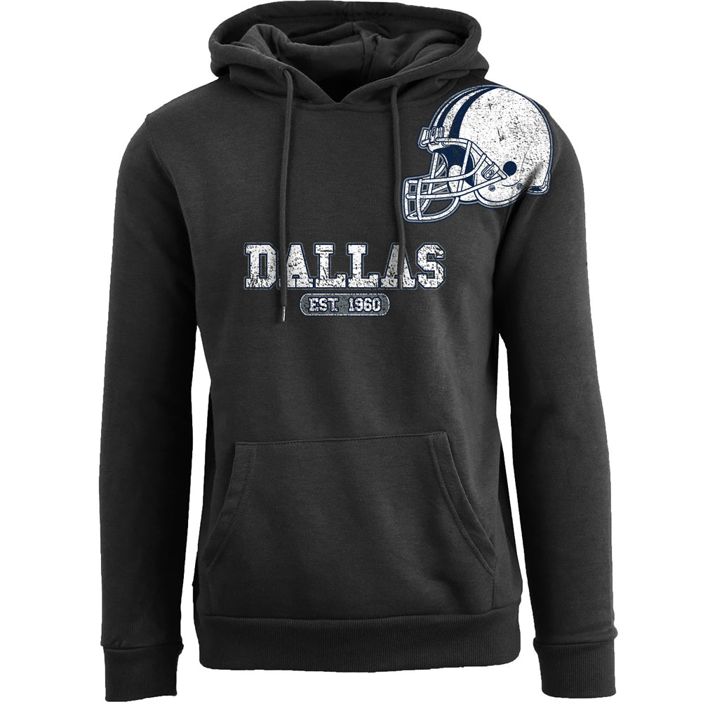 Football Team Helmet Pullover Hoodie - Men's Awesome Football Helmet Pull Over Hoodie - Dallas - Black - XL