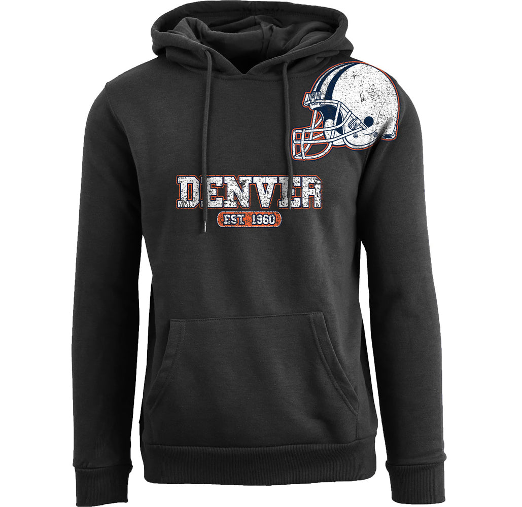Football Team Helmet Pullover Hoodie - Men's Awesome Football Helmet Pull Over Hoodie - Denver - Black - S