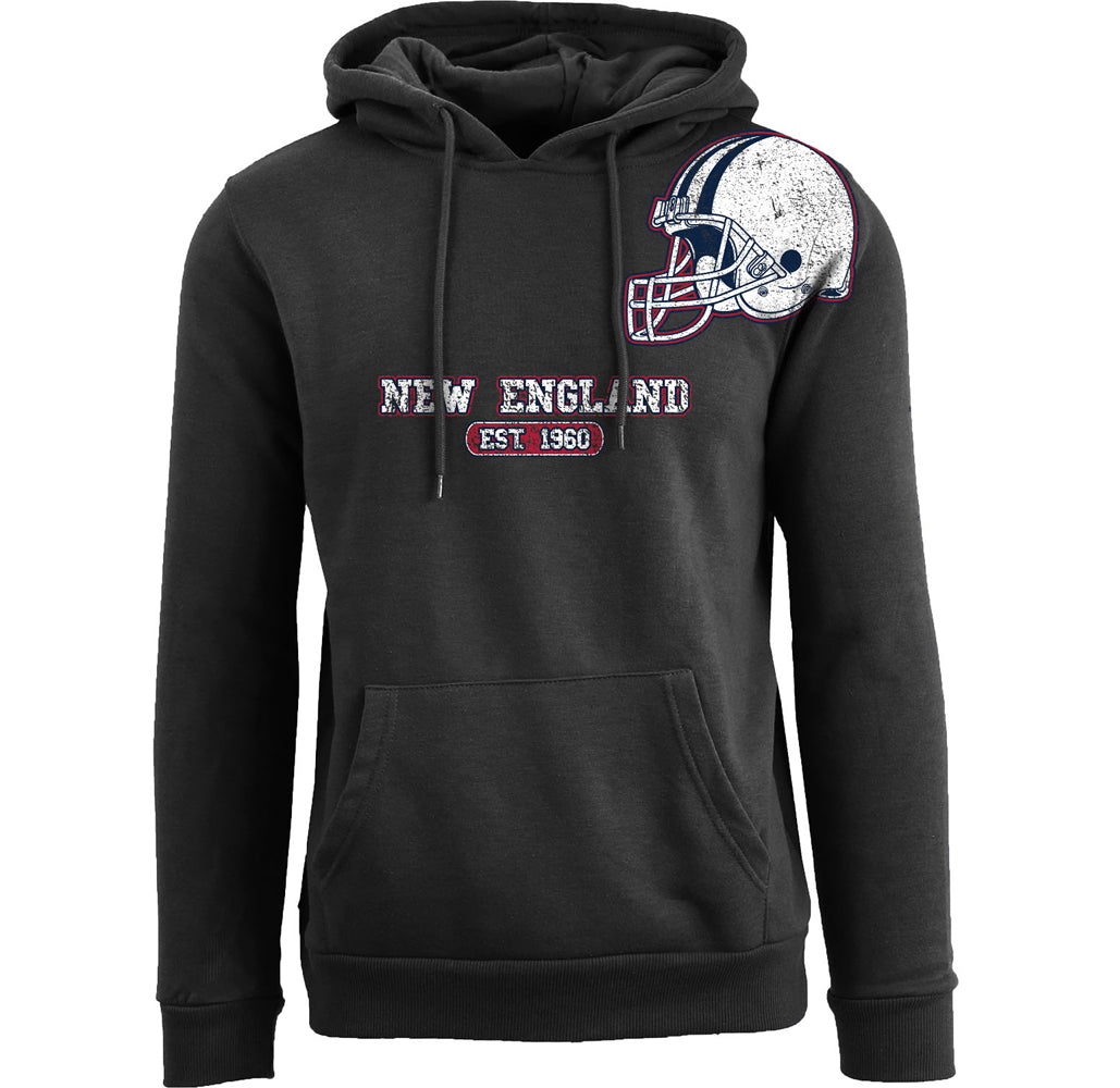 Football Team Helmet Pullover Hoodie - Men's Awesome Football Helmet Pull Over Hoodie - New England - Black - XL