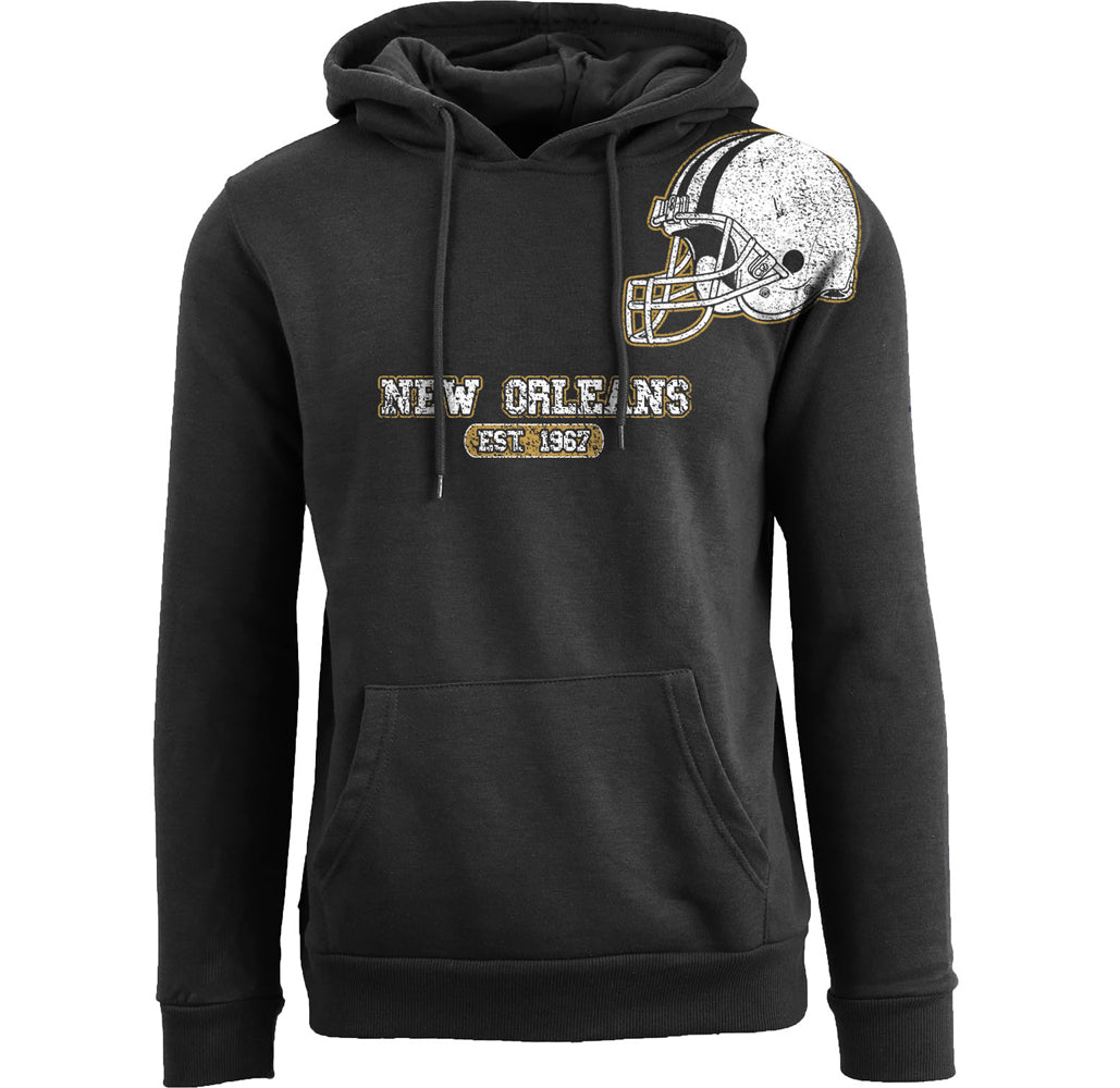 Football Team Helmet Pullover Hoodie - Men's Awesome Football Helmet Pull Over Hoodie - New Orleans - Black - S
