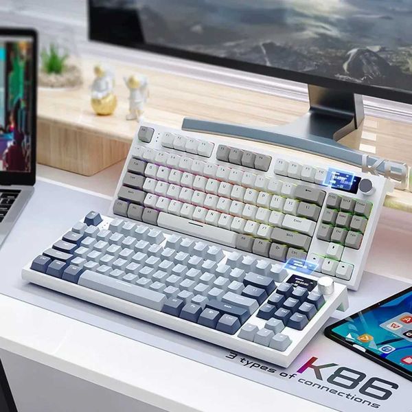 Keyboards Attack Shark K86 RGB Wireless Mechanical KeyboardHot SwapMetal KnobTFT ScreenTri-mode ConnectivityMacro Gaming Keyboard y240910