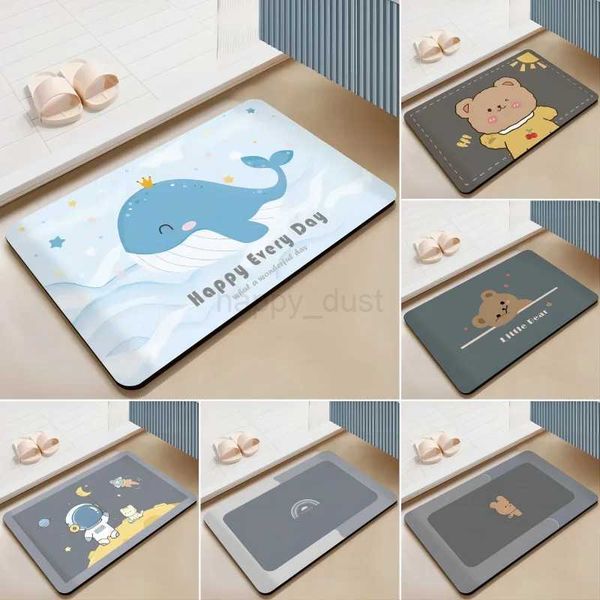Cute Dolphin Printed Bath Mat Super Absorbent Shower Rug Non Slip Cartoon Printed Diatom Mud Toilet Carpet Home Room DecorationCL240711