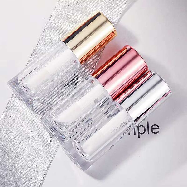 Wholesale Empty Clear Lipgloss Packing Containers Cosmetic Glaze Tubes Lip Gloss Refillable Bottle Gold,Sier,Rose Gold Cap