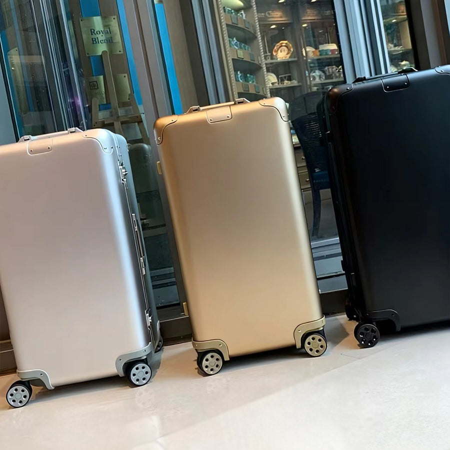 Designer Luggage suitcase Premium Aluminum Alloy Hard Shell Trolley Elegant Rolling Luggage with Silent Wheels Ideal for International Travel Multip