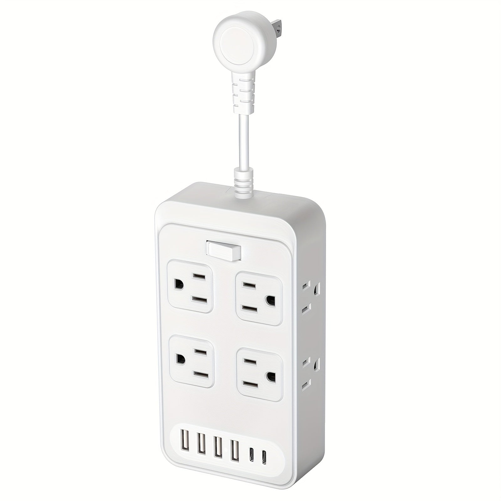 TEMU Lotag Outlet Extender Power Strip With Protector, With 3 Inch Short Extension Cord, 8 Ac Outlets, 6 Usb Charging Ports (4 Usb A & 2 Usb C), Desk