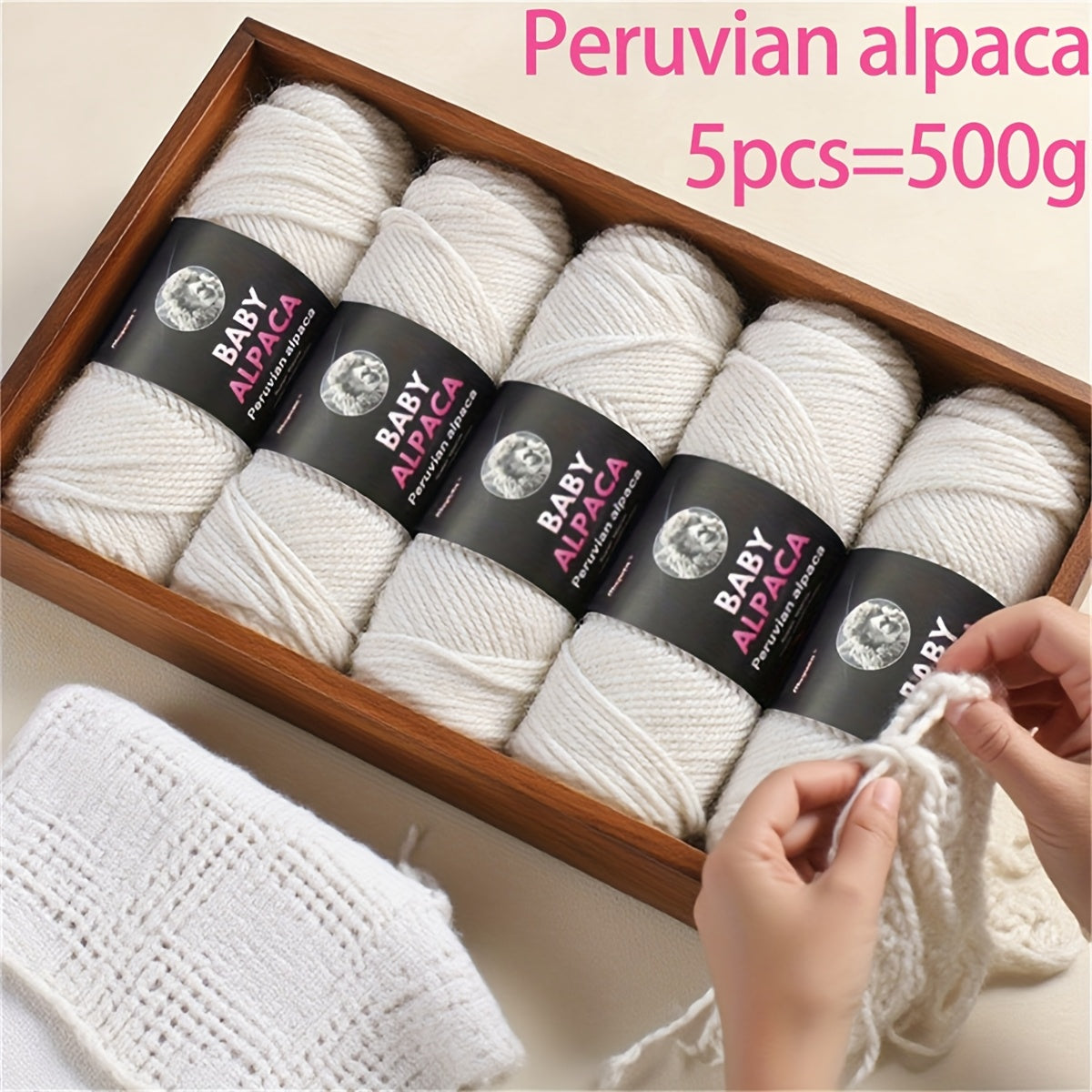 TEMU 500g (5 Balls) Luxury Alpaca Wool Yarn - & Warm Crafting Wool For Knitting, Crocheting, Weaving - All-purpose Yarn For Sweaters, Hats, Scarves,
