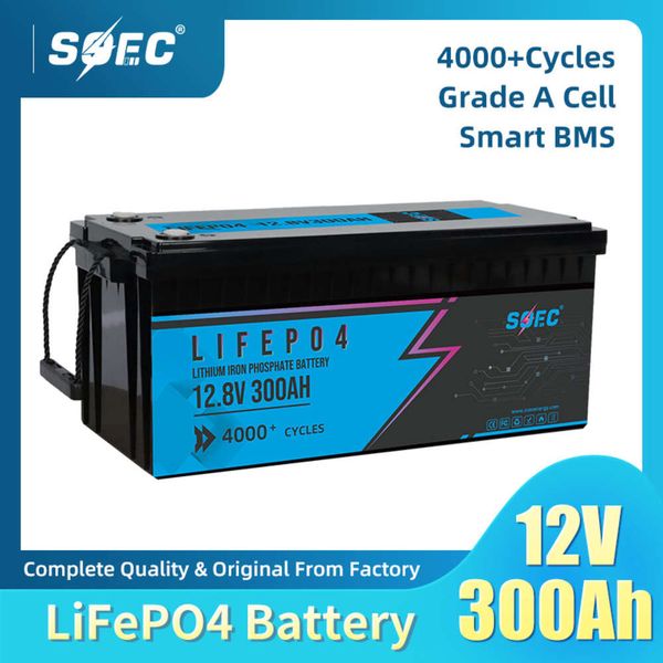 SOEC 400AH Lifepo4 Battery 12V 100Ah 200AH 300AH with Bluetooth BMS Active Balancing Heating for Electric Scooter Bike Inverter