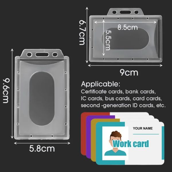10-5-1PCS Transparent Work Card Holders Multi-use Plastic ID Card Protector Cover Case Badge Card Sleeve Office School Supplies