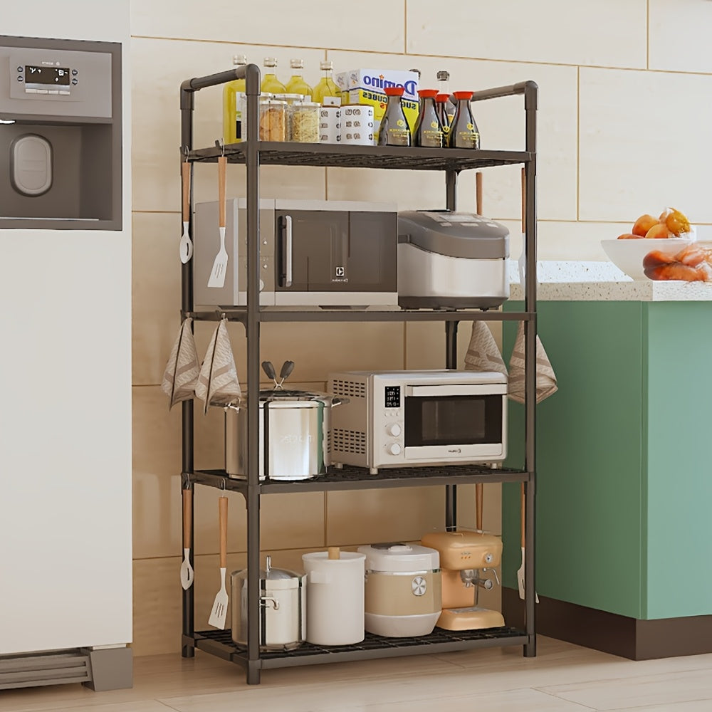 TEMU Multi Functional 4-layer Metal Storage Rack - An Adjustable And Space Saving Storage Rack For Kitchen Utensils, Cookware, And Cutlery, With A