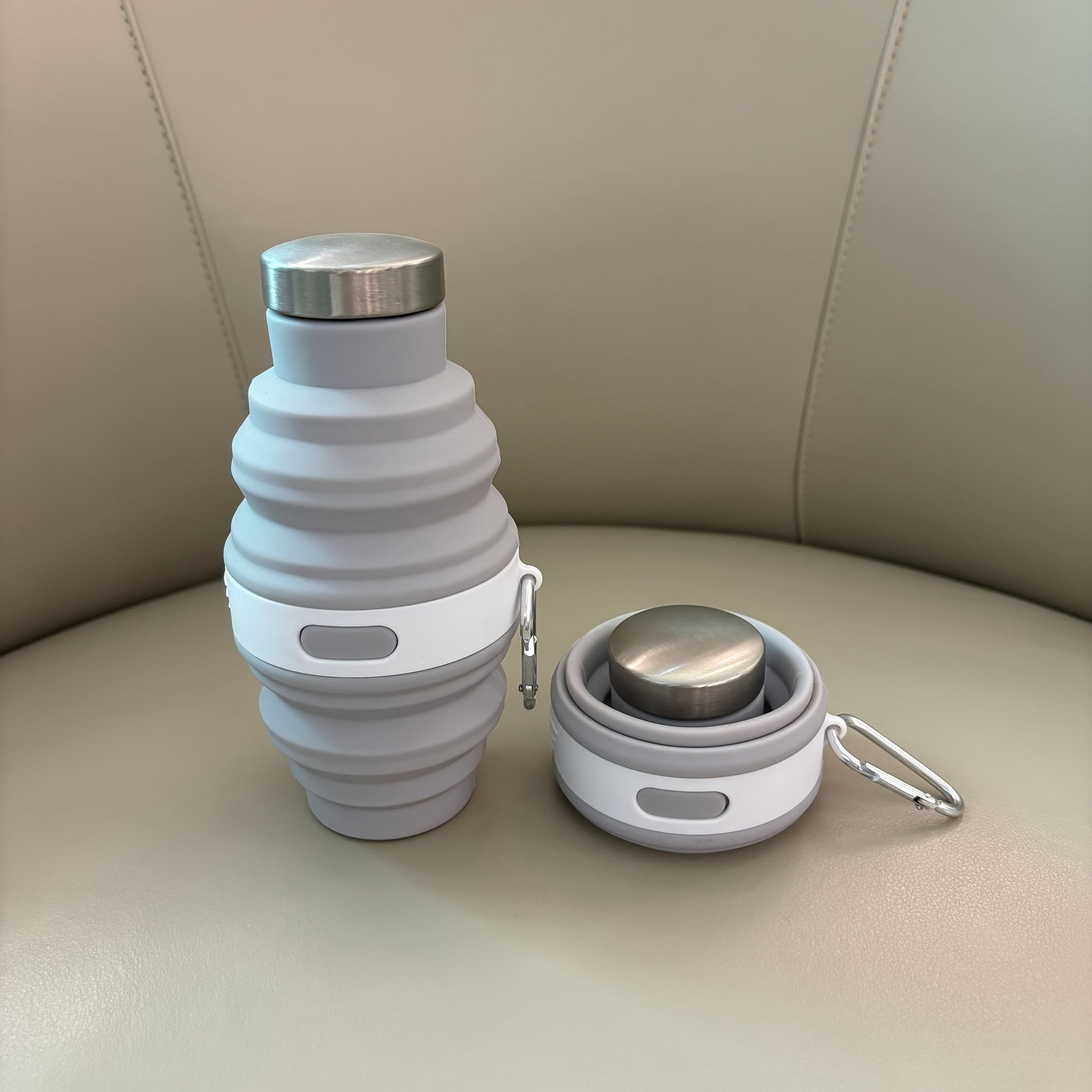 TEMU A Silicone Collapsible Water Cup, Portable And Sealed With Dual Ends, Featuring A Stainless Steel Hook For To A Backpack, Suitable For Outdoor