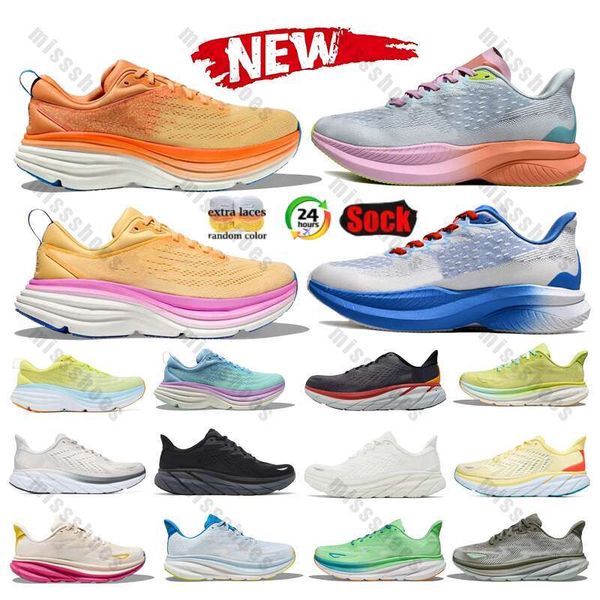 Witn Box Clifton 9 Bondi 8 foguete para homens Mulheres Running Shoes Designer Sapatos Um One Rosa Triplo Preto Branco Azul Cinzento Purple