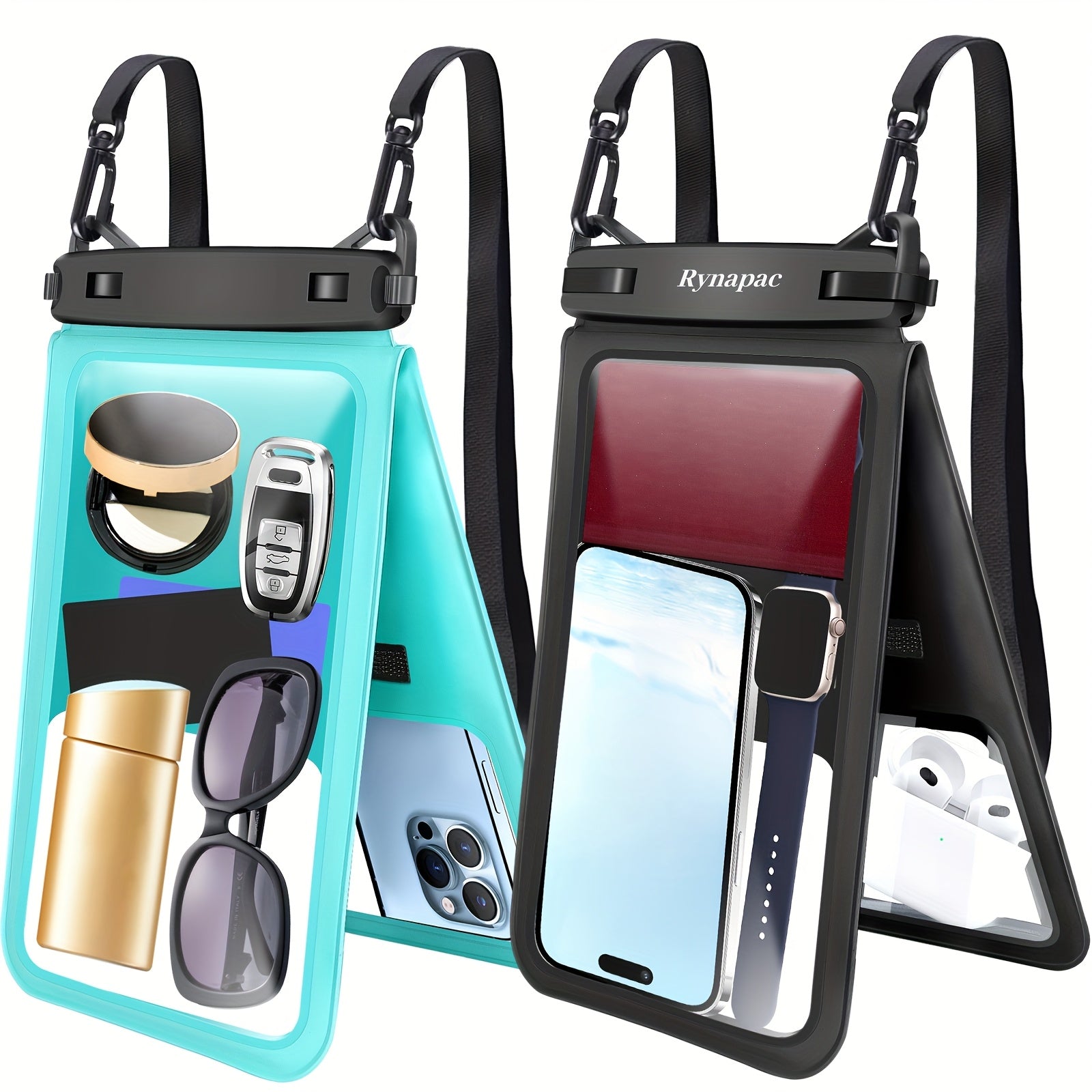 TEMU 2pcs Waterproof Phone Pouch Floating, Double Bags Waterproof Phone Case With Lanyard - 8in Large Capacity Dry Bag | Ipx8, Shockproof & | For