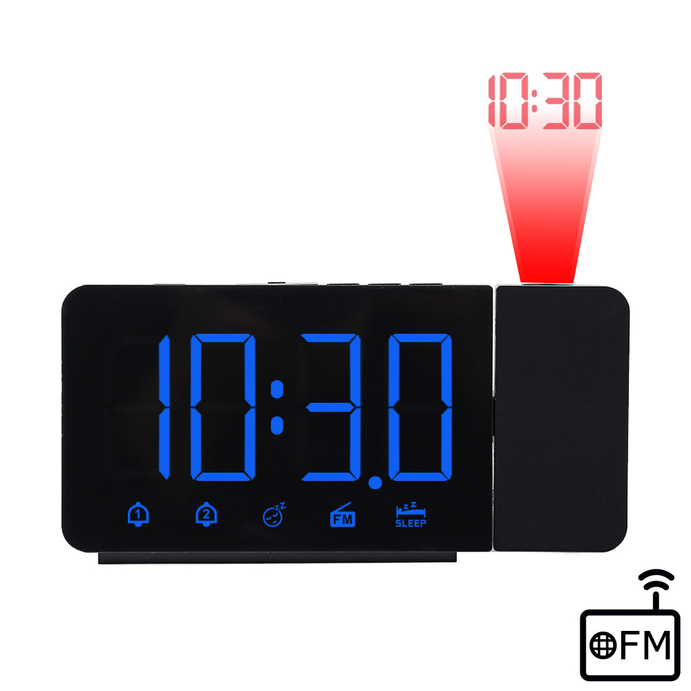 FM Radio Alarm Clock Digital LED Time Projector Dual Alarm Desktop Electronic Table Desk Clocks Snooze Time Projection