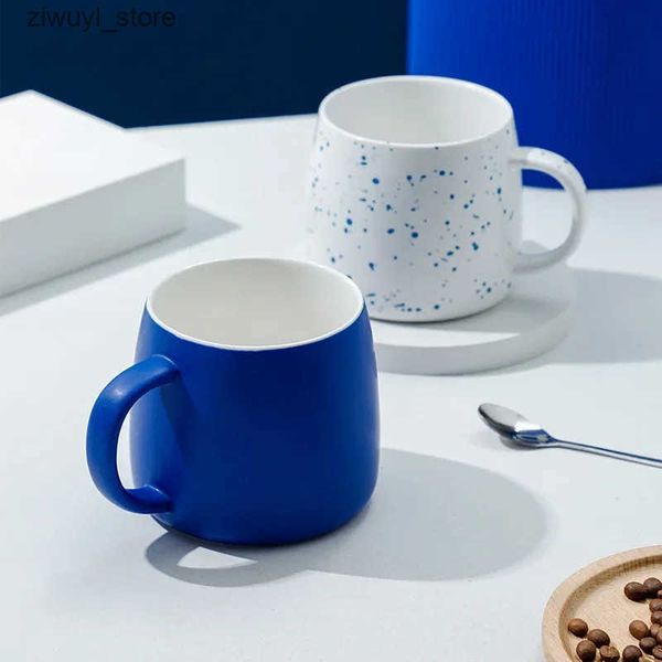 Mugs 500ml Klein Blue Ceramic Cup Set High Value Gift Box Breakfast Oat Cup Tea Cup Beverage Utensils Cup Coffee Cup Beverage L240910