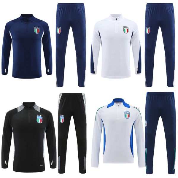 Italy CHIESA Kids Football Tracksuit 2024 25 Men Soccer Training wear kit Madrid Chandal Entrenamiento Survetement Italiana Tuta Calcio Foot