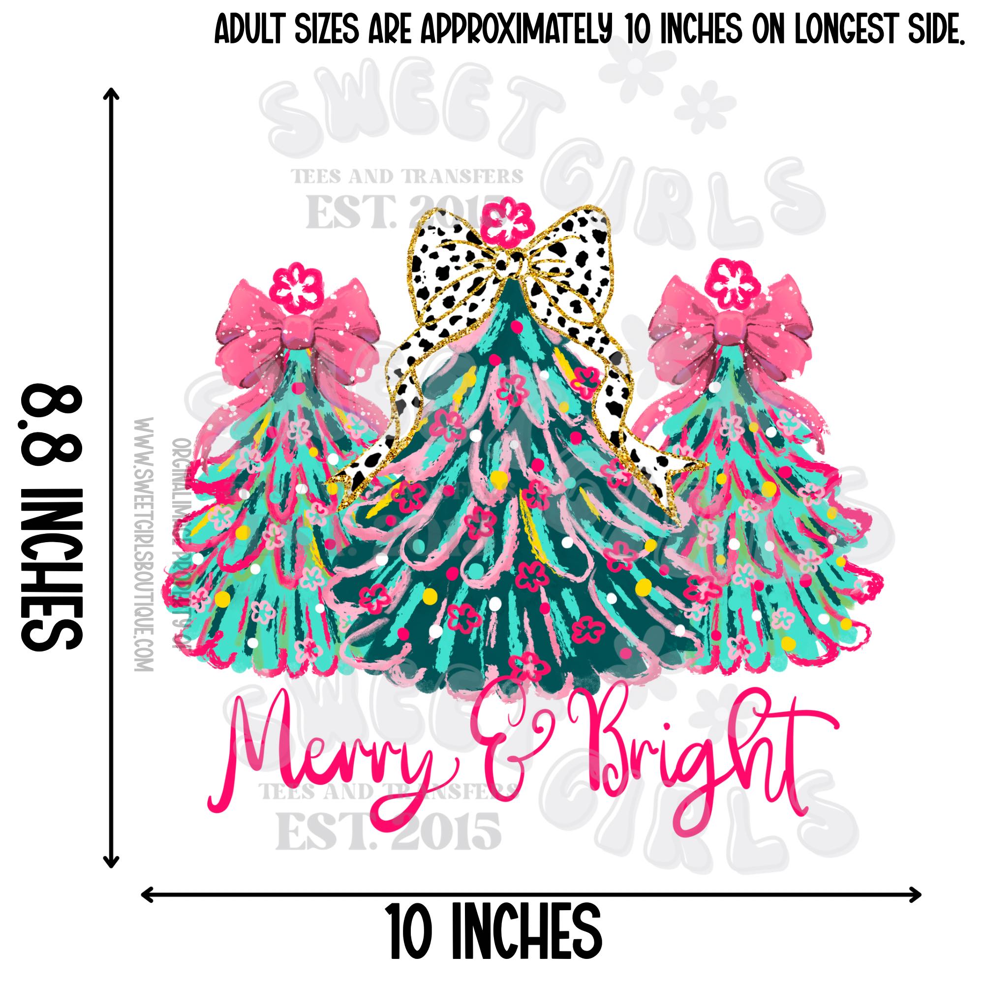 TEMU Leopard Bow Christmas Tree Heat Transfer – Girly Pink Dtf Iron-on For Holiday Shirts