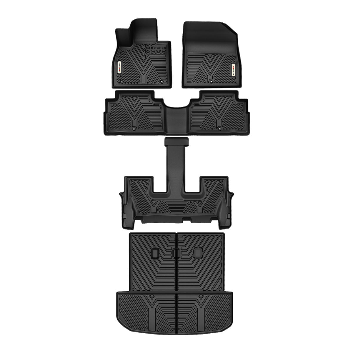 YITAMOTOR® Floor Mats for 2020-2025 Hyundai Palisade with 2nd Row Bucket Seats, Rear Trunk Mat with Backrest Mat Floor Mat Replacement , Black