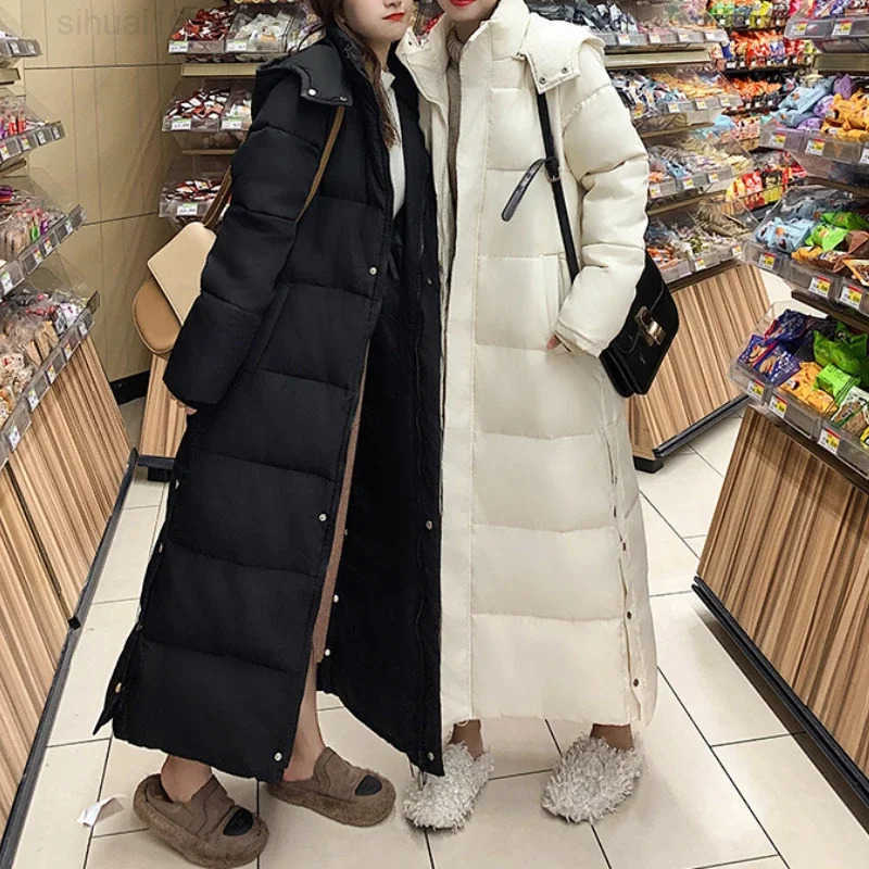 Women Parkas Long Coats Hooded Coat Maxi Autumn Casual Loose Thick Warm Outerwear Coat Jackets Elegant Splice Winter Jacket Z250707