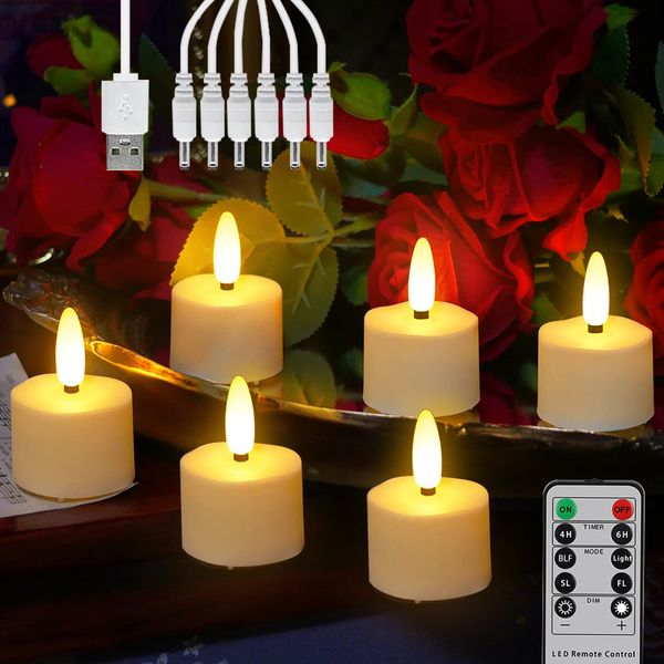 Candles LED Electronic Candle lamp With Timer Remote Rechargeable Flickering Flames Halloween Christmas Home Decoration Tealights 230919