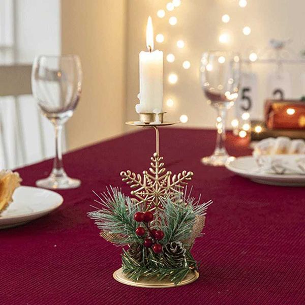 Candle Holders Golden Wrought Iron Candlestick Star Elk Christmas Tree Art Candle Holder Merry Christmas Candle Tray New Year Table Decor 20