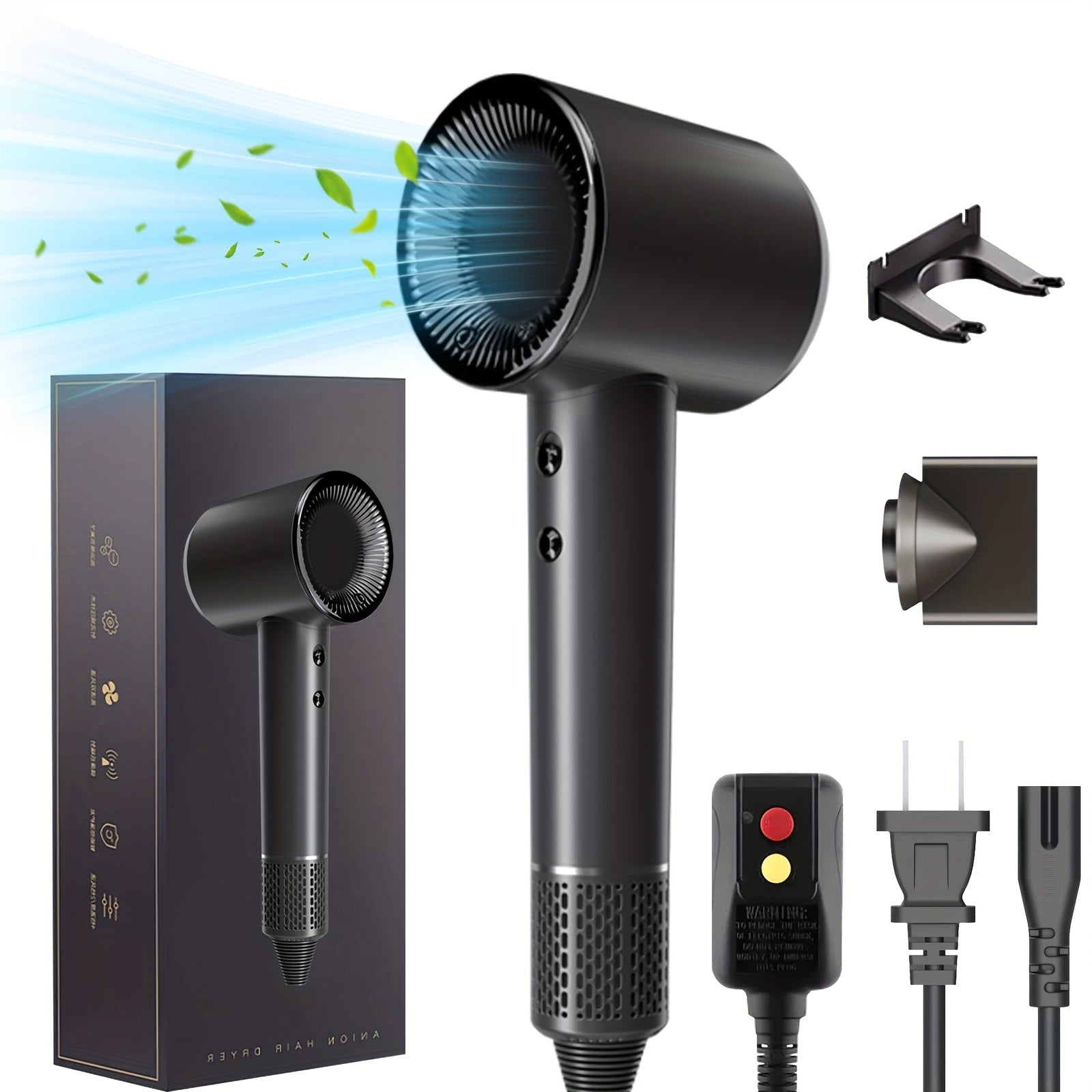 TEMU High Dryer With Onehair Dryer Nozzle Adoption Of Brushless Motor 110, 000 Rpm Lower Noise Negative Ion Hair Dryer