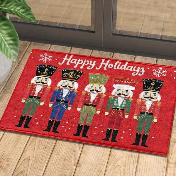 Christmas Nutcracker Entrance Door Home Decoration Kitchen Lobby Balcony Carpet Bathroom Non slip Floor Mat Christmas Decoration Y241021