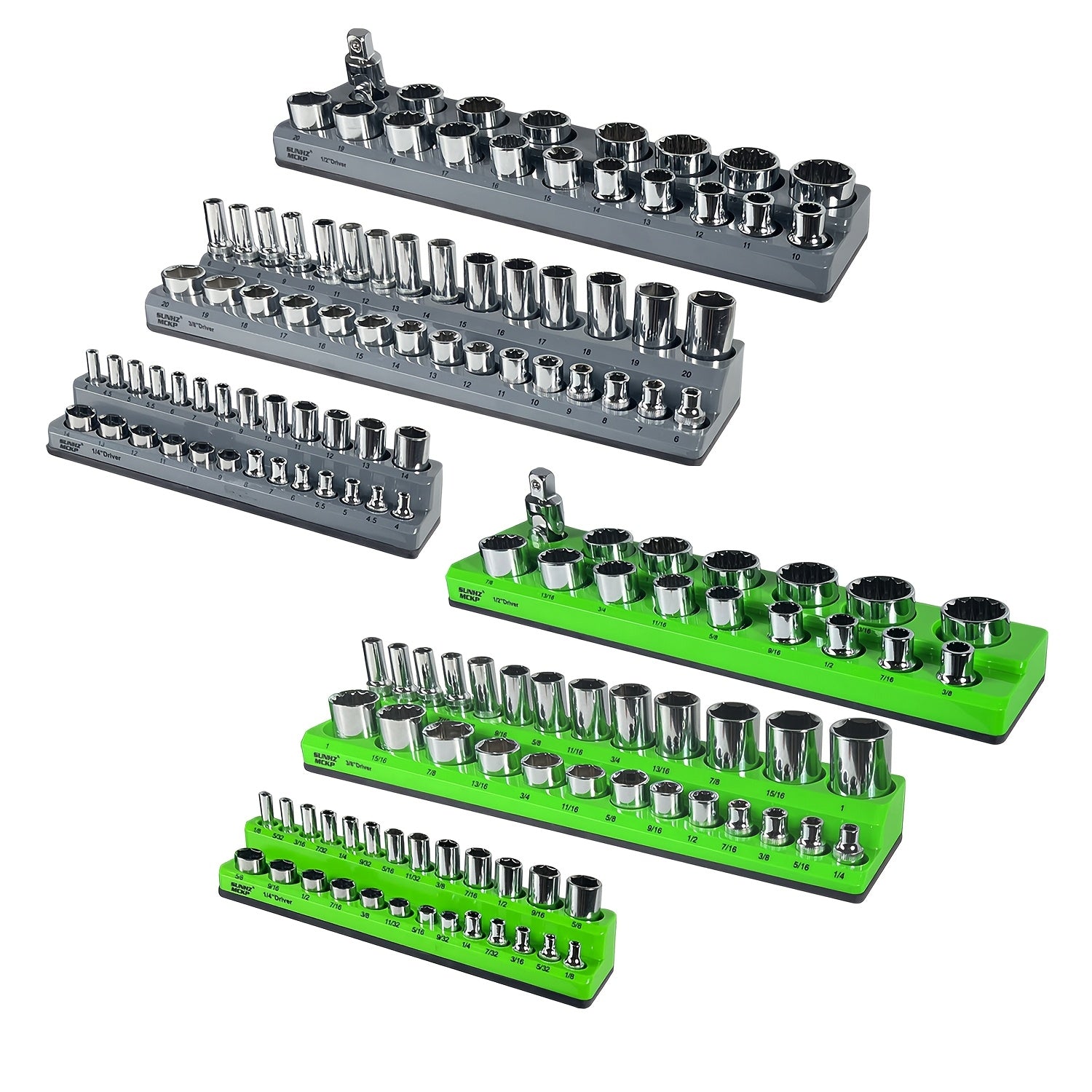 TEMU Magnetic Socket Organizer Set 6pcs, Socket Tool Holder Includes 1-4", 3-8", 1-2" Metric & Sae Socket Holders For Tool Box Drawer, Holds 143pcs