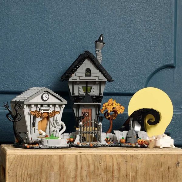 Blocks 2024 New 21351 The Nightmare Before Christmas Model Building Blocks Hut Diy Bricks Toy Christmas Halloween Gifts Y2411086U3E