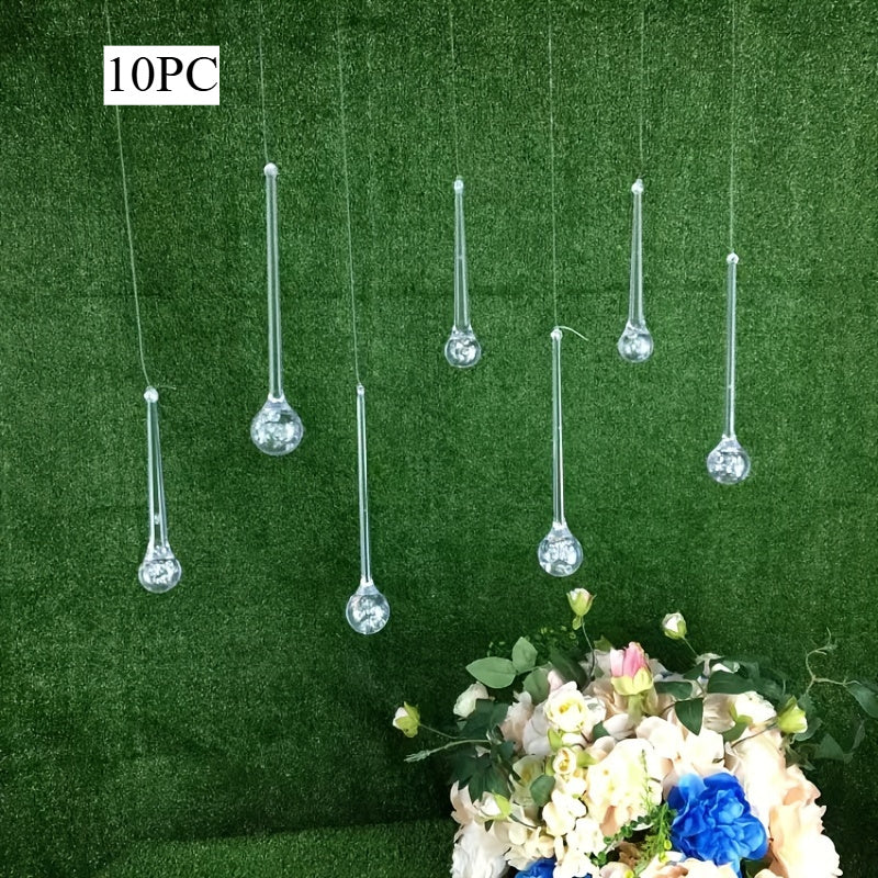 TEMU 10pcs Acrylic Pendants, Versatile Hanging Decorations, Transparent Teardrop Finials, For Festive Atmosphere, Weddings, Birthdays, Christmas,