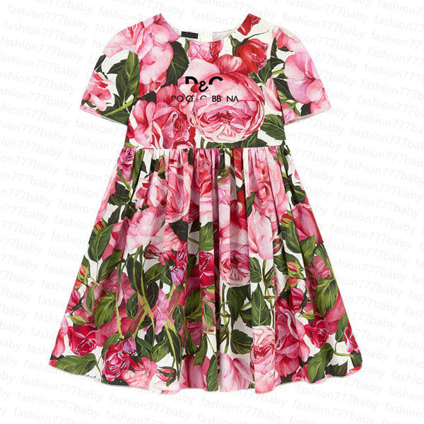 kids designer Children&#039;s skirts spring summer luxury girls full printed short-sleeved dresses baby skirts Princess Dress Girl&#039;s Dresses