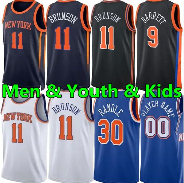 CUSTOM Men Youth Jalen Brunson Julius Randle Basketball Jerseys New Yorks Obi Toppin Knick Derrick Rose Toppin Quickley Josh Hart Mitchell R
