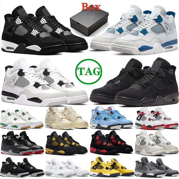 With Box Military Black Bred Reimagined 4 basketball shoes 4s Outdoor Pine Green Red Thunder Yellow White Oreo women mens sneakers sports tr
