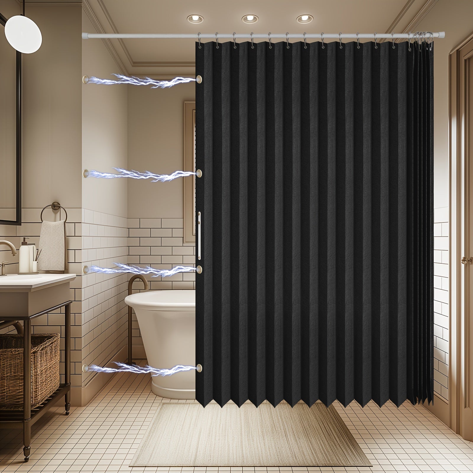 TEMU 1pc Of Folding Curtain Curtain Polyester Free Curtain Suitable For Bathroom Decoratio