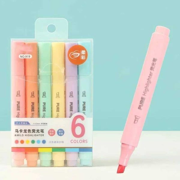 wholesale Highlighters 6 pieces-set Pastel Color aron Highlander pens markers highlighters cute stationery school supplies Y240906D1DX