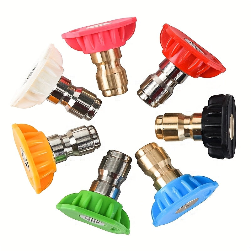 TEMU High Pressure Washer Turbine Rotating Nozzle 4.0gpm With 7 1-4 Quick Connect Nozzles (including 0°15°25°40°65° And A Foam Nozzle), 4000psi