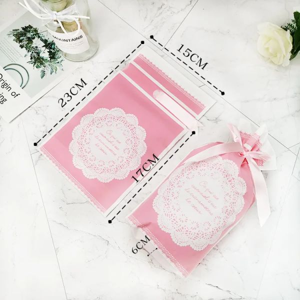 10PCSNew Year Christmas Bag Christmas Gift Bag Candy Cookies Plastic Bag for Packaging Food Gift Drawstring Drawstring Pocket