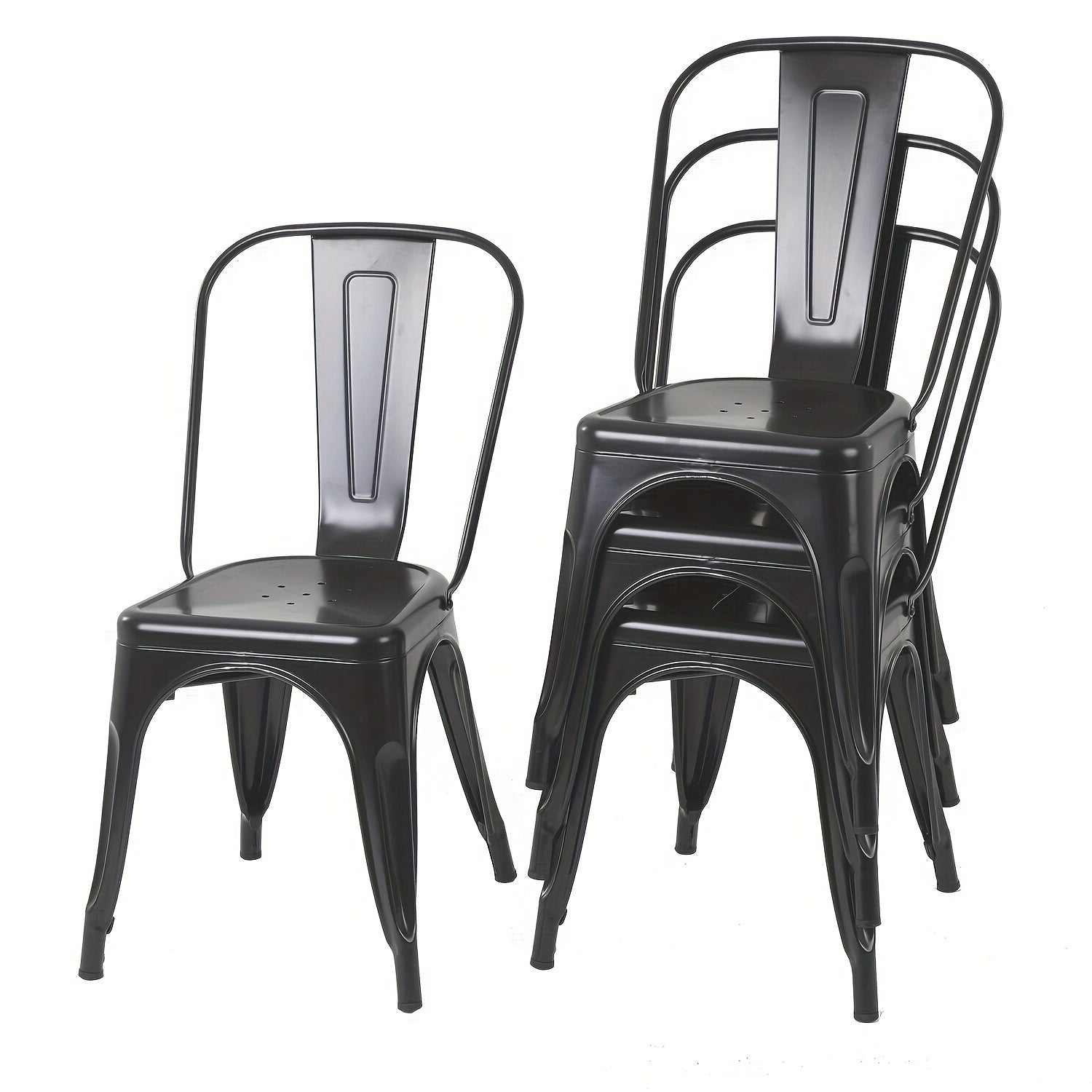 TEMU Metal Chairs Set Of 4 Stackable Chairs Patio Chairs 18 Inch Classic Iron Metal Dining Chair Indoor-outdoor Use Chic Dining Side Bar Chair Coffee